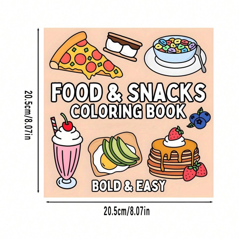 Food Snacks Drawing - 新しい食べ物とスナックをテーマにした塗り絵、大人向けの落書き＆塗り絵ノート