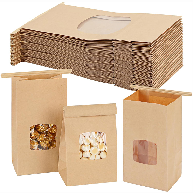 Food Snacks Party - ベーカリーバッグ 10 個 ウィンドウシールクラフト紙バッグ クッキーサンドイッチパンスナック食品用 -