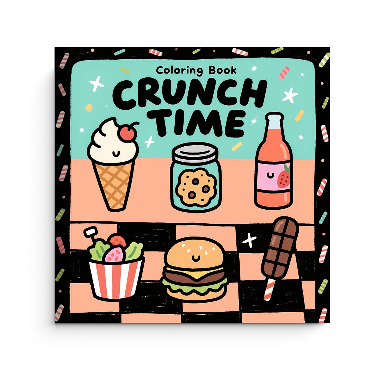 Food And Snacks Coloring Book - クランチタイムぬりえブック かわいいアイスクリーム バーガー ホットドッグ スナックフード 簡単な子供向けぬりえページ