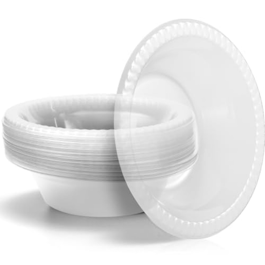 Food Snacks Party - 30個入り 12オンス使い捨てプラスチックボウル デザート、アイスクリーム、サラダ、スープ用サービングカップ パーティー、ピクニック、食品、軽食に
