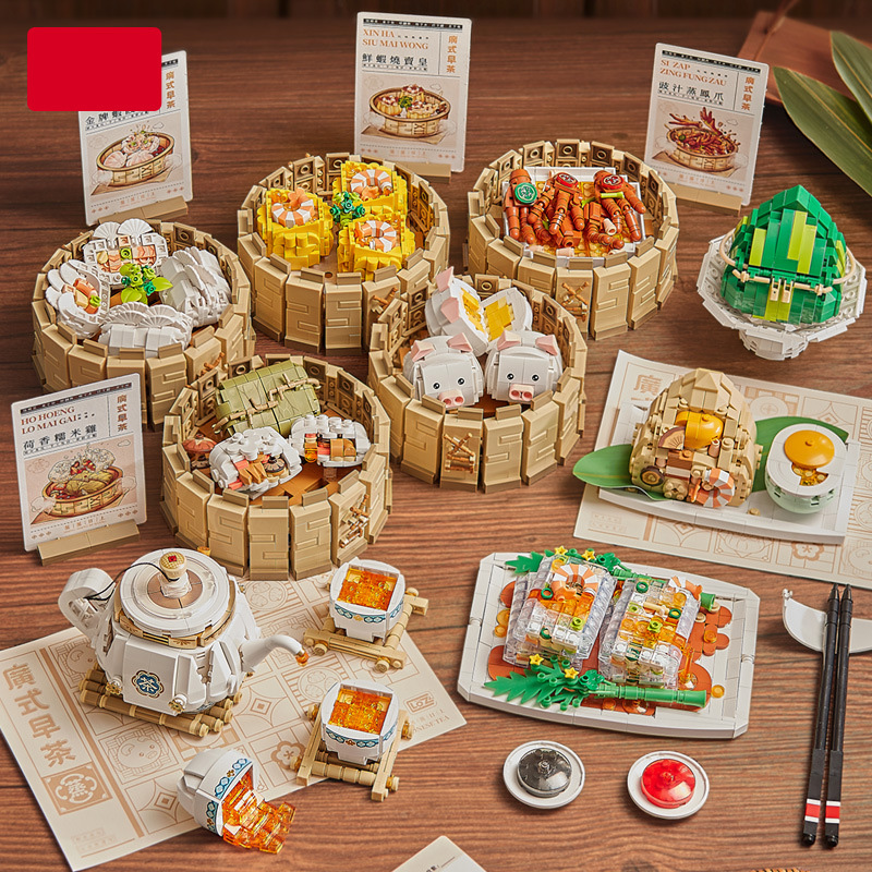 Food Snacks Brands - 中国のおいしい食品ブロック茶スナックビルディングレンガエビラビオリ蒸し春雨ロール伝統的な中国のライスプディングおもちゃ