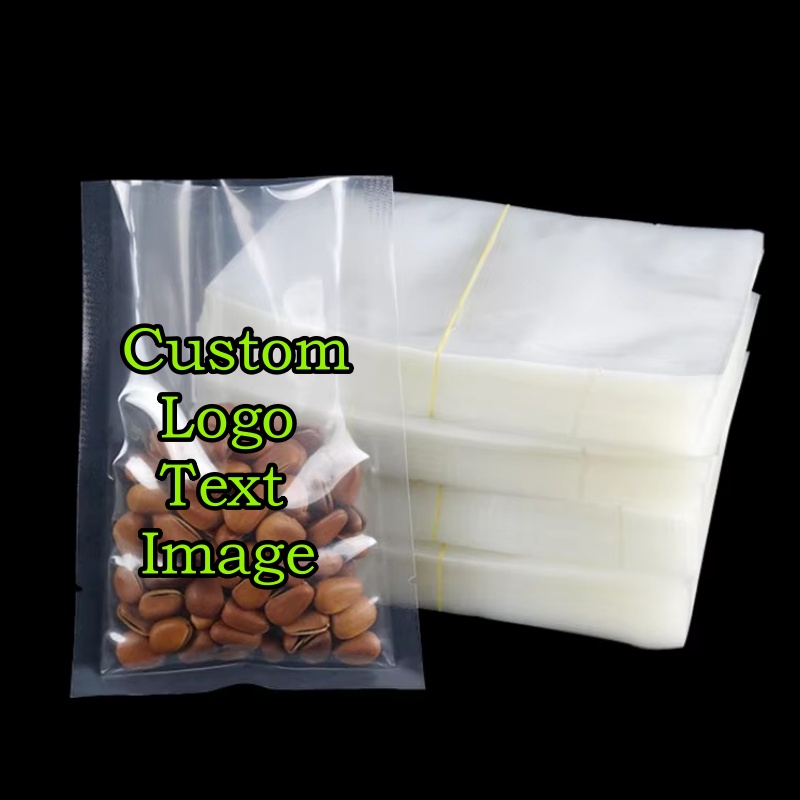 Food Snacks Brands - 100枚入り オープンタイプ 透明 真空プラスチックバッグ DIY カスタムロゴ
