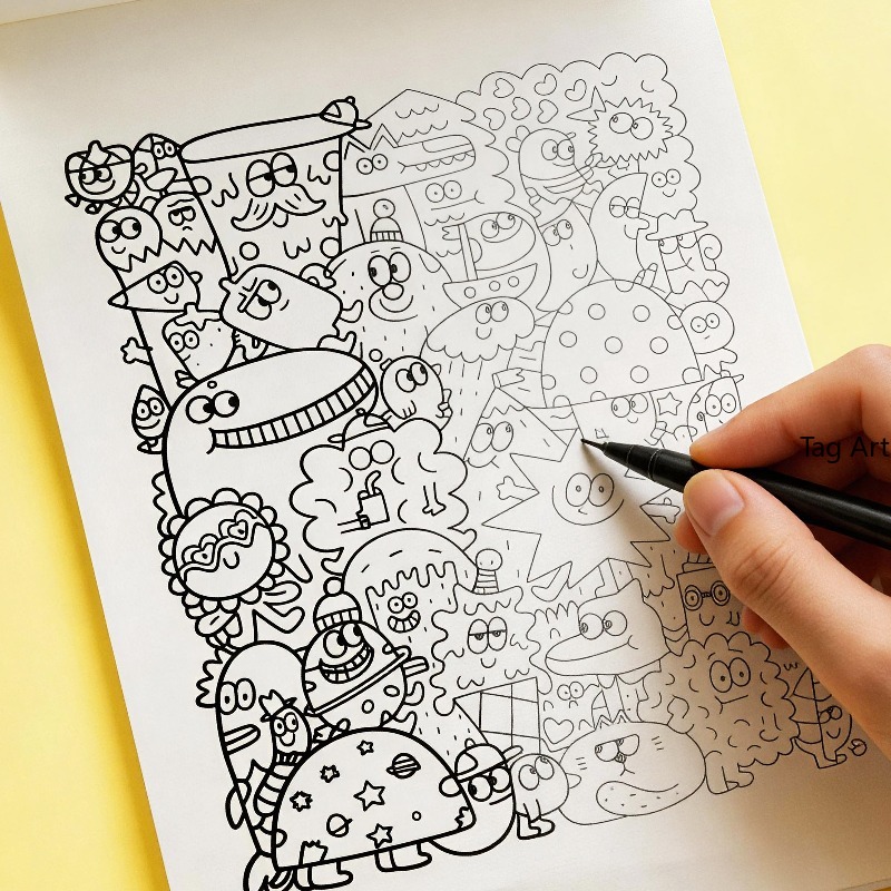 Food And Snacks Coloring Book - 不安解消ハンド絵本、コピー線画アルバム、恐竜/モンスター/食べ物などのテーマ、クリエイティブな塗り絵ブック
