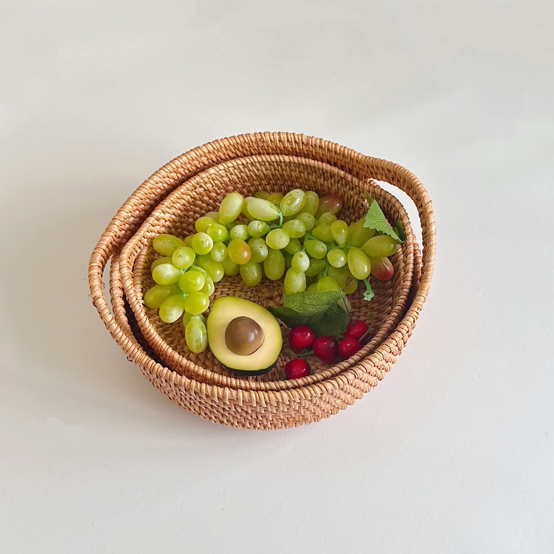 Food Snacks With Fiber - ベトナム籐製フルーツプレート、パン、スナック収納ボックス、カトラリーバスケット、キャンディーオーガナイザー