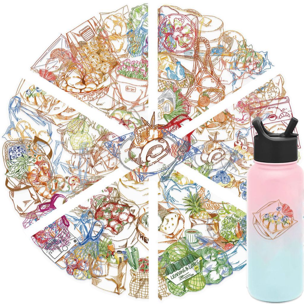 50枚入り カラーライン画 フードPET防水ステッカー ミニ - Food Snacks Drawing のレビューと価格