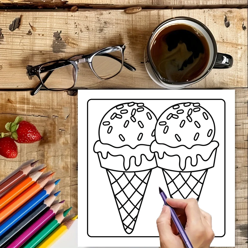 塗り絵ブック 大人向け簡単デザート塗り絵ブック、誕生日プレゼ - Food And Snacks Coloring Book のレビューと価格