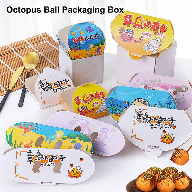 100 個使い捨て漫画タコボール包装箱日本の屋台の食べ物たこ - Food Snacks Party のレビューと価格
