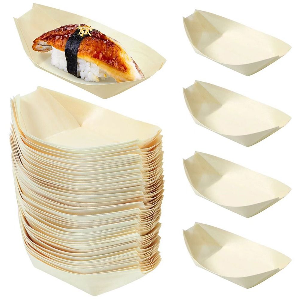 50個入り 多サイズ使い捨て木製舟型プレート 日本食舟型トレ - Food In Japanese Snacks のレビューと価格