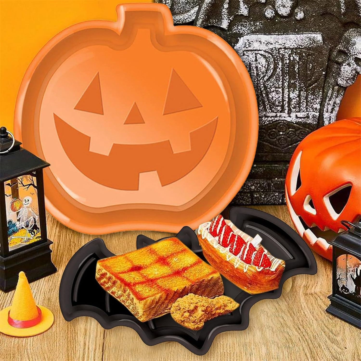 再利用可能なハロウィンプレートセット パンプキンゴーストバッ - Food Snacks Party のレビューと価格