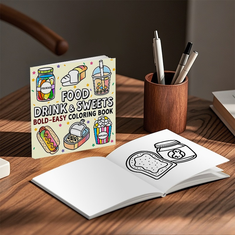 食べ物、飲み物、お菓子、大胆で簡単な塗り絵、かわいいスナック - Food Snacks Drawing のレビューと価格
