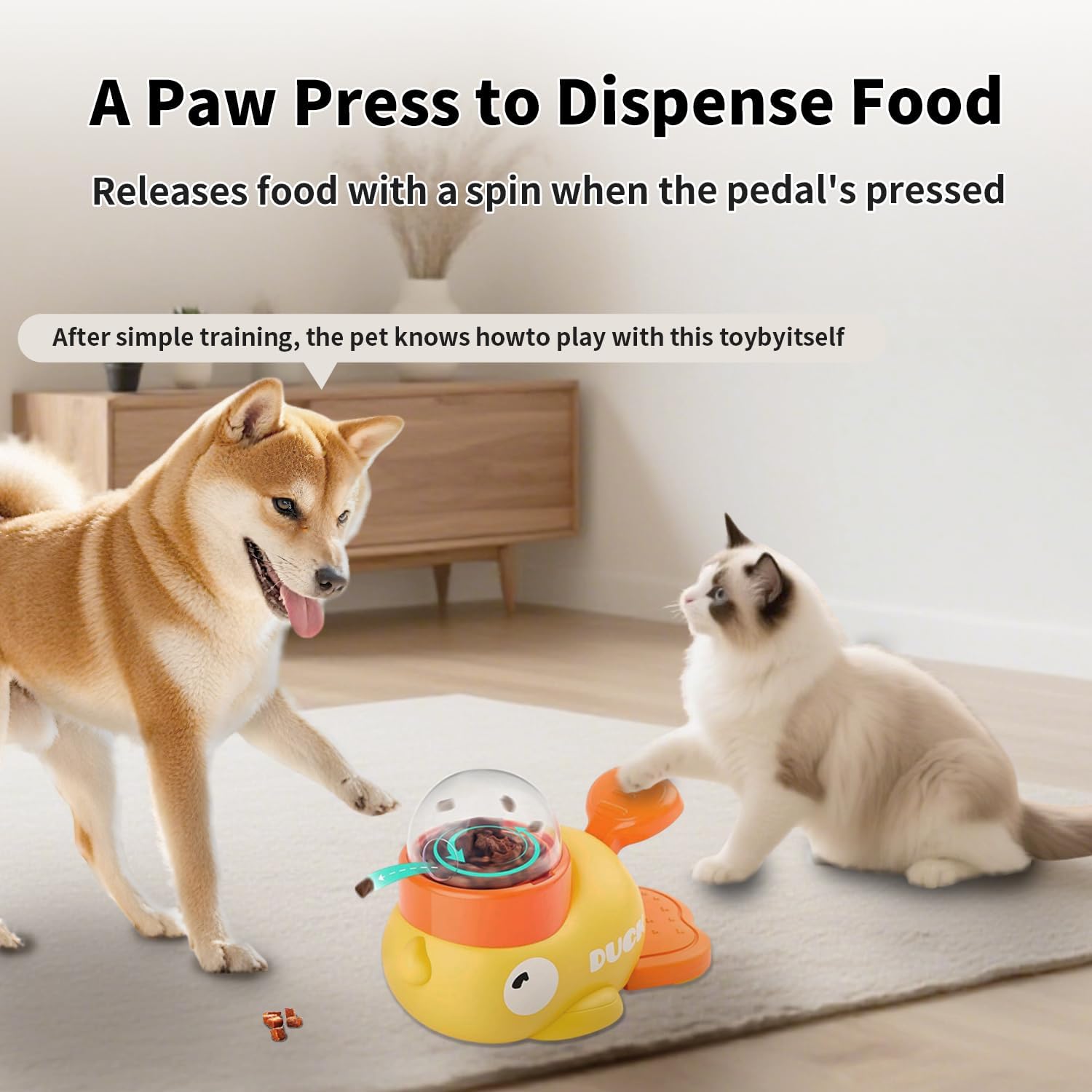 インタラクティブな犬用おやつ配布玩具、かわいいアヒル型スロー - Food Snacks Distribution のレビューと価格
