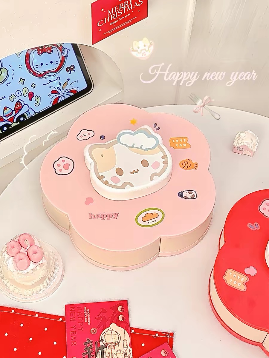 回転式のかわいい漫画柄の仕切り付きスナック収納トレイ、食品グ - Food Good Snacks のレビューと価格