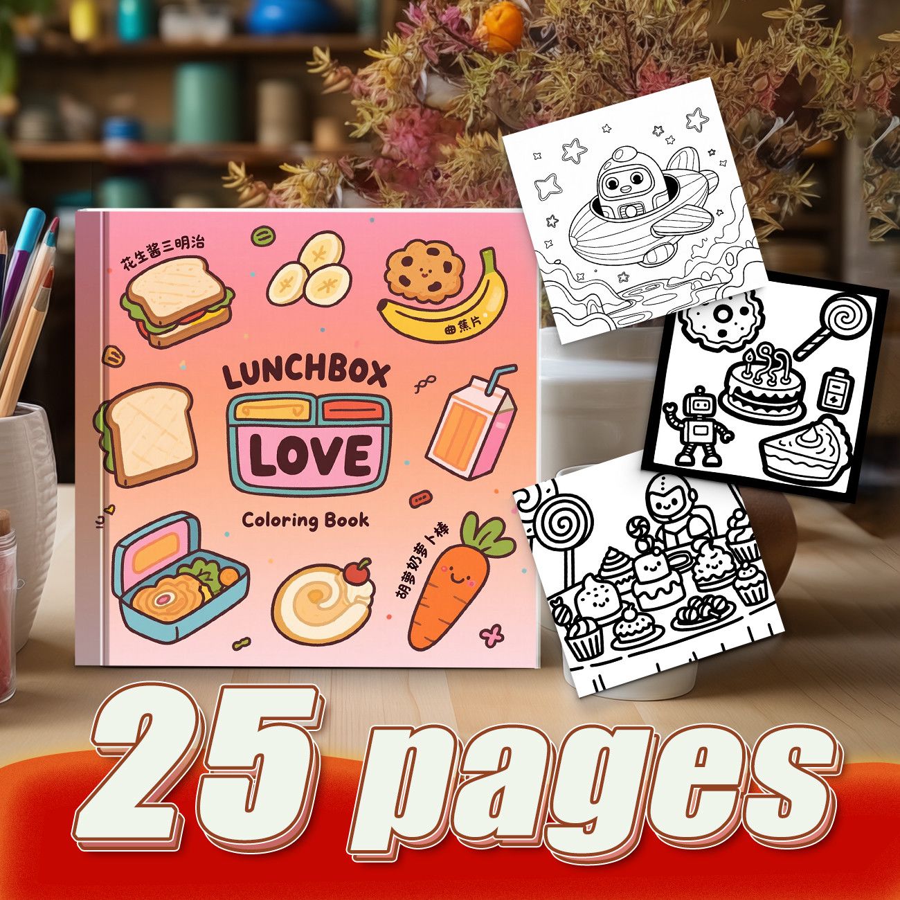 ランチボックスラブ キュートで簡単な塗り絵ブック 25ページ - Food And Snacks Coloring Book のレビューと価格